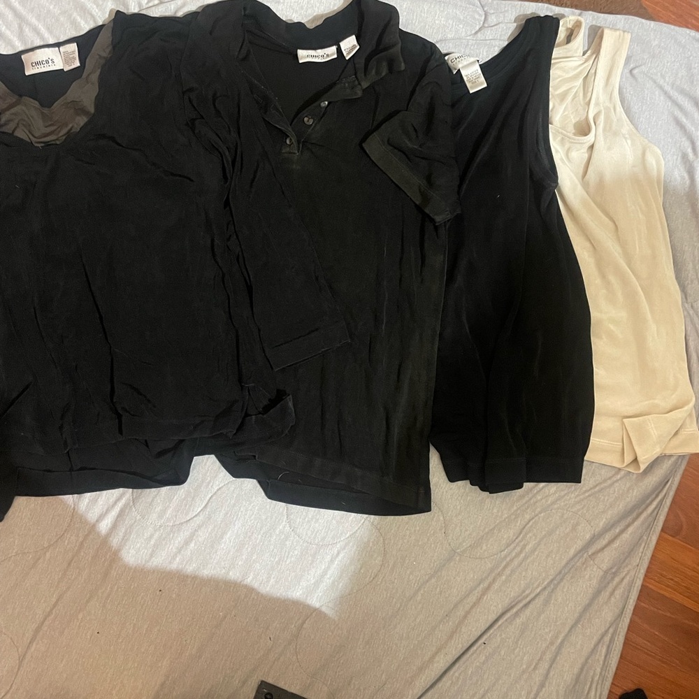 Chico's travelers - 2 tank tops, a polo style shirt, and a 3/4 sleeve shirt.